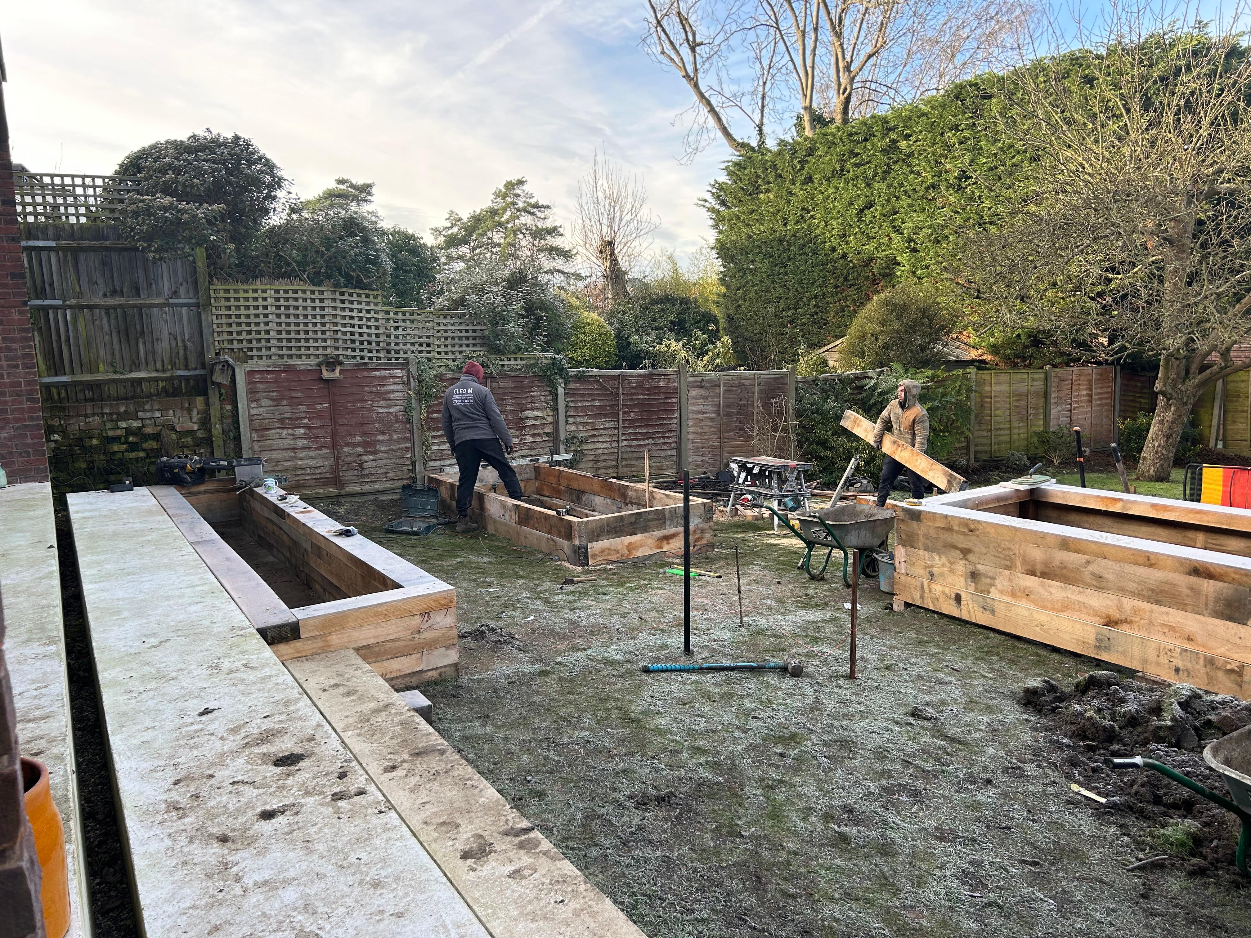 Raised flower beds and composite decking
