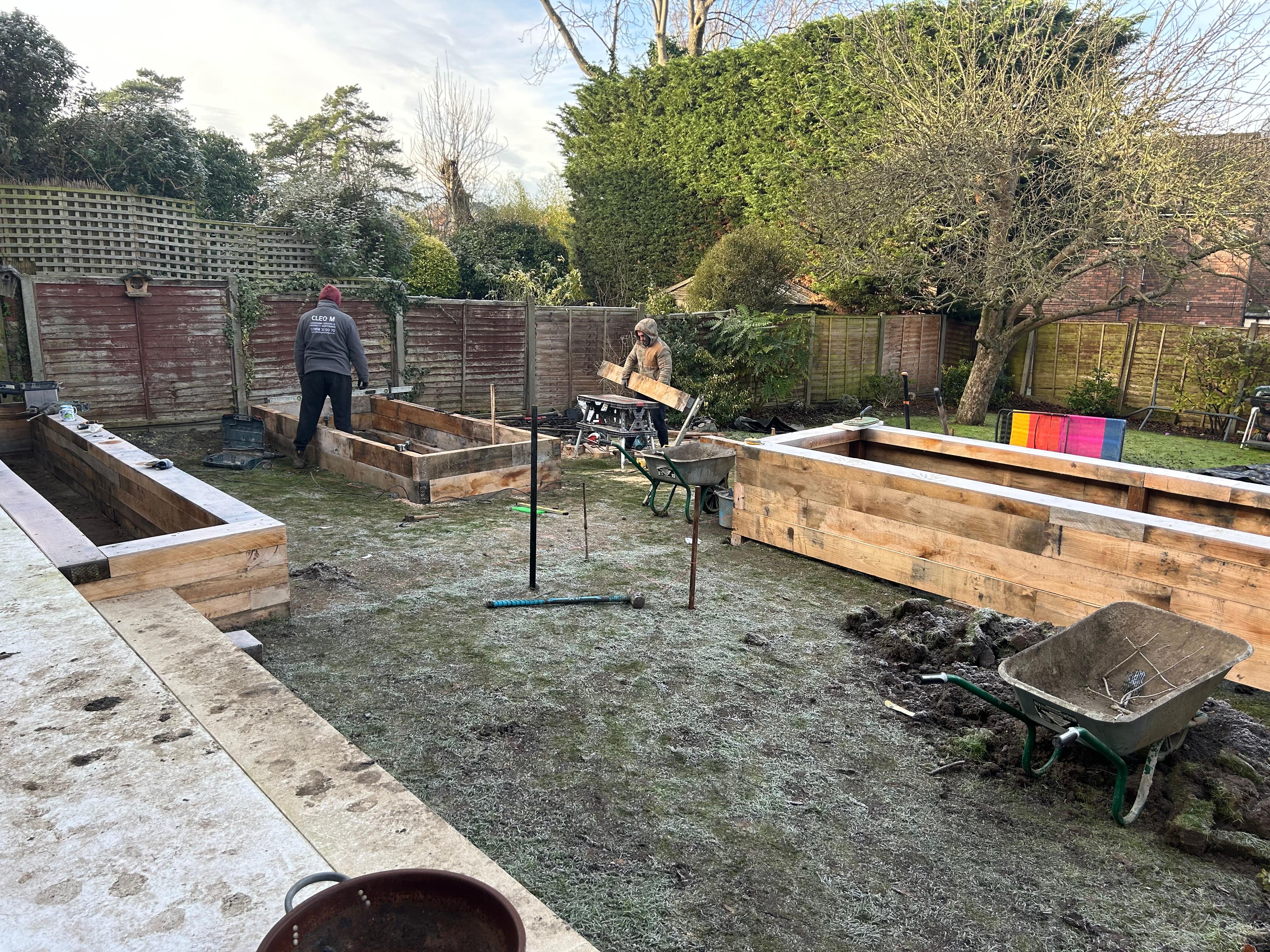 Raised flower beds and composite decking