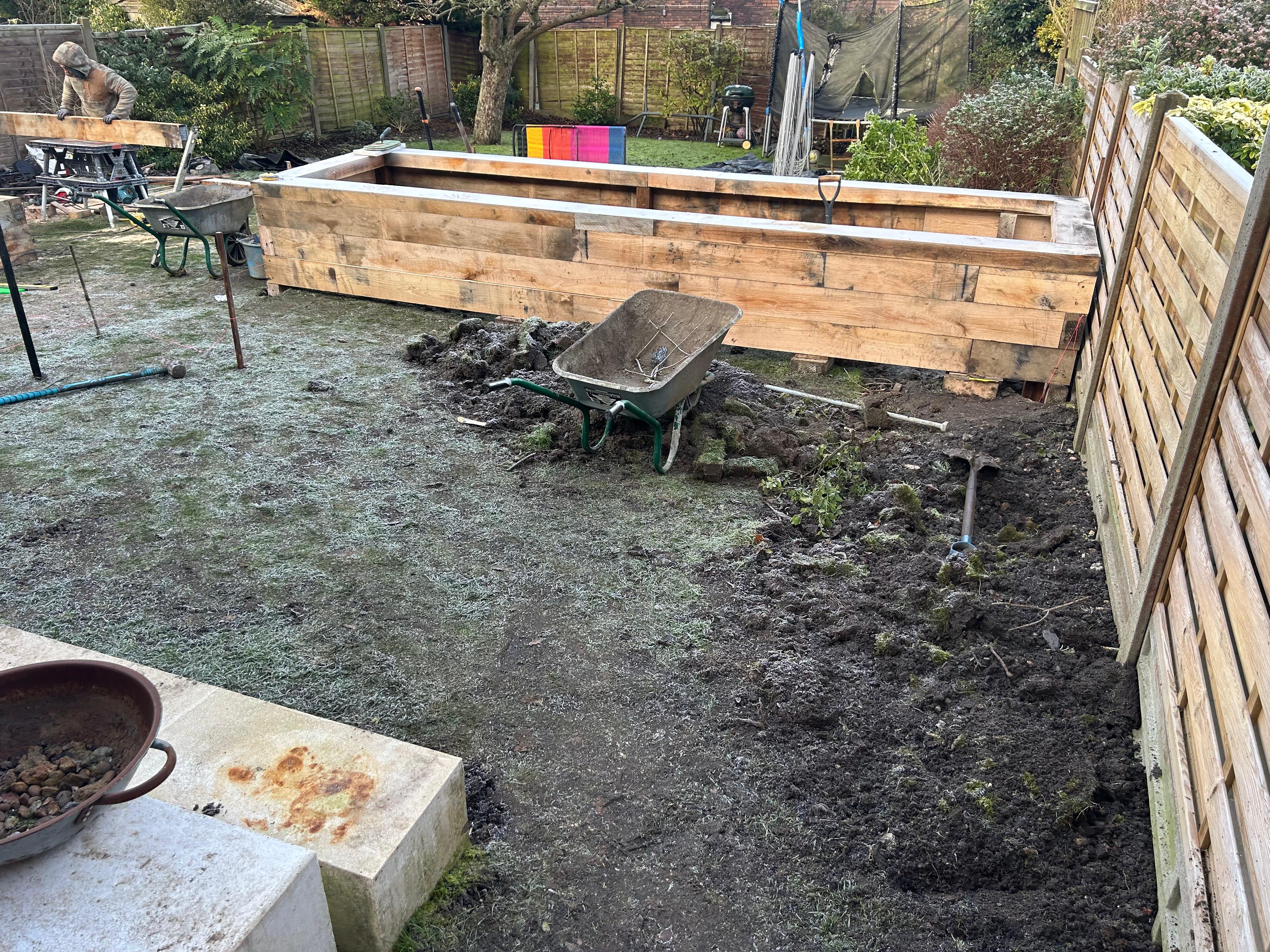 Raised flower beds and composite decking