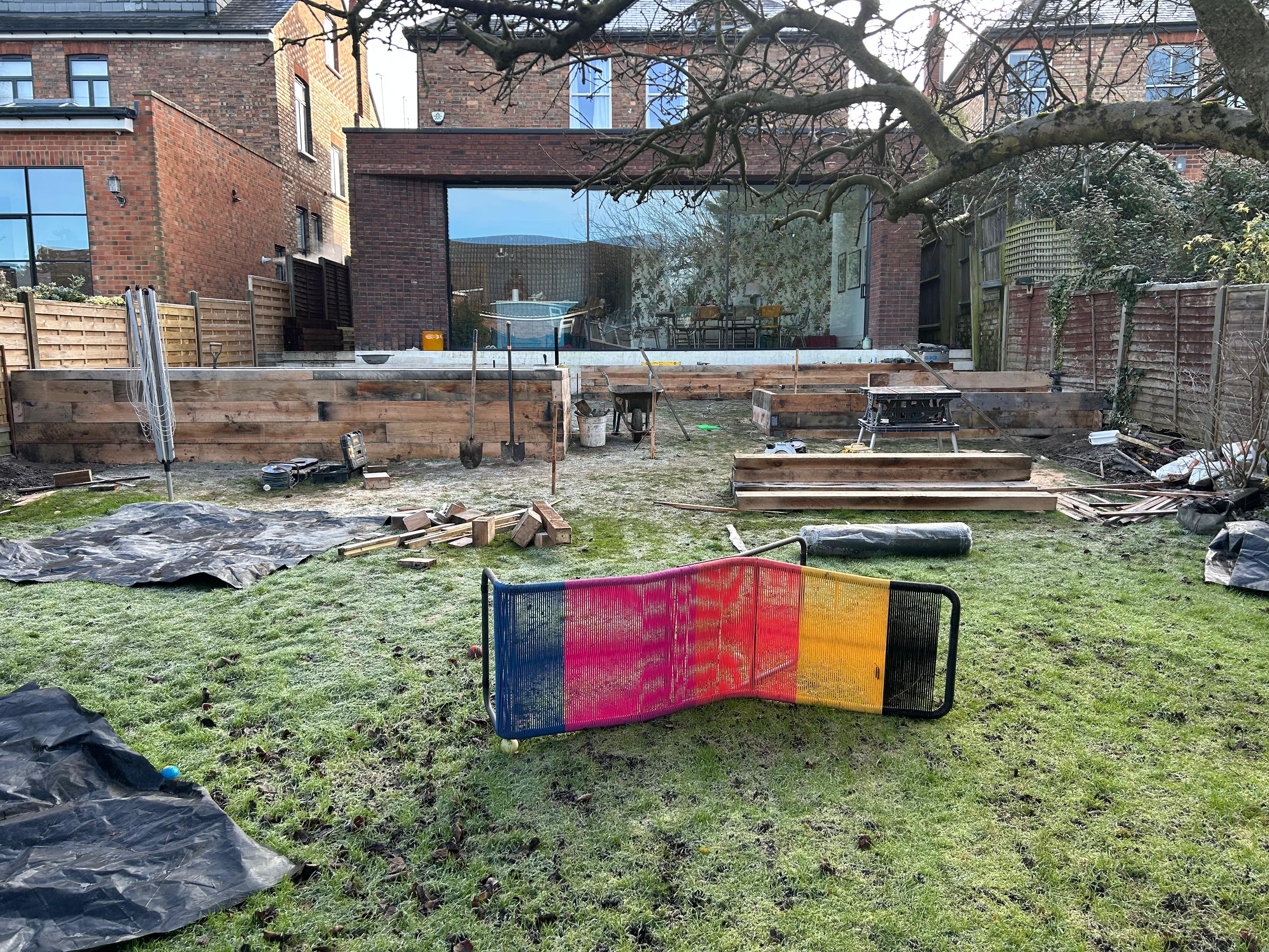 Raised flower beds and composite decking