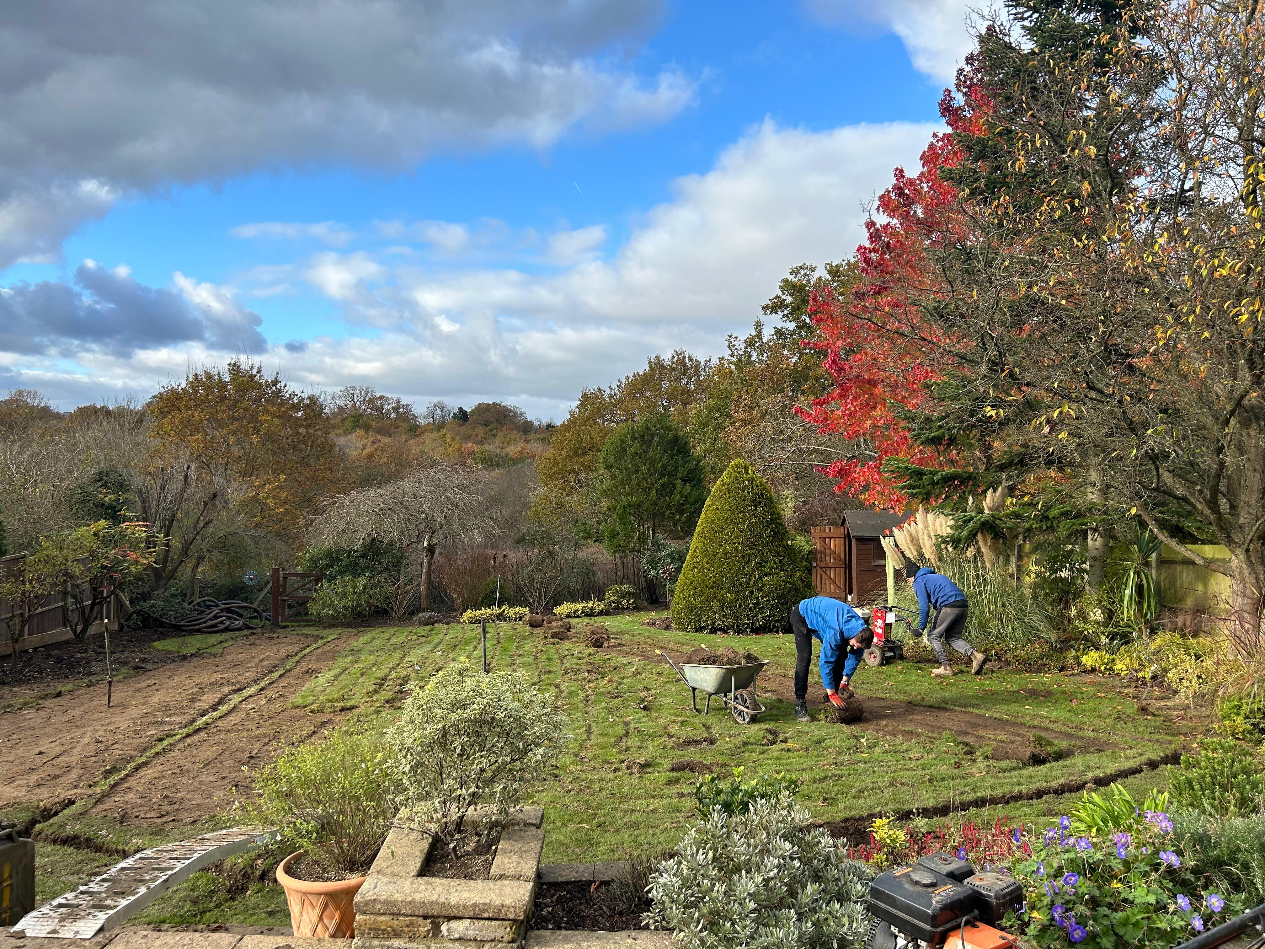 Landscaping project during