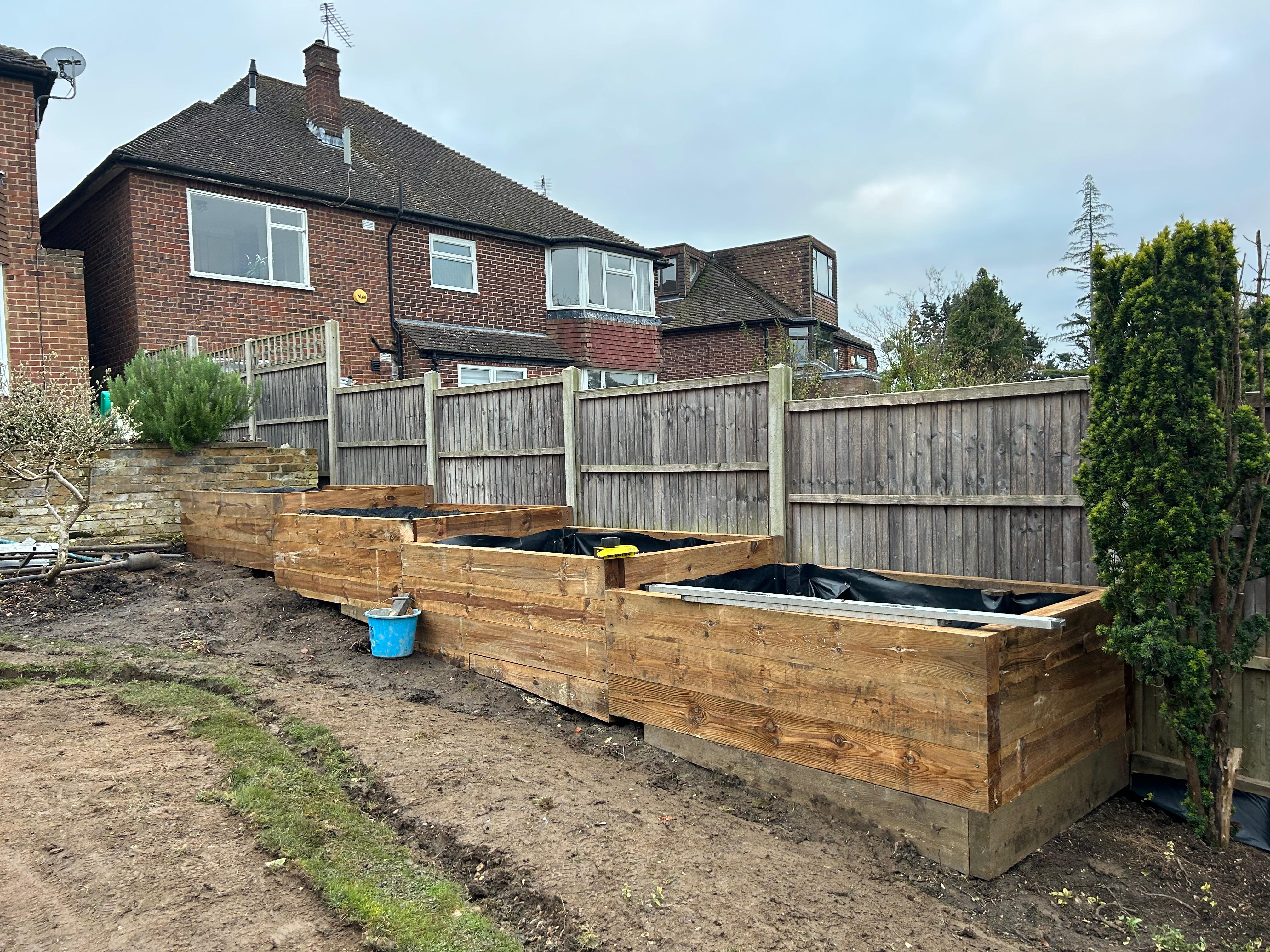 Landscaping project during