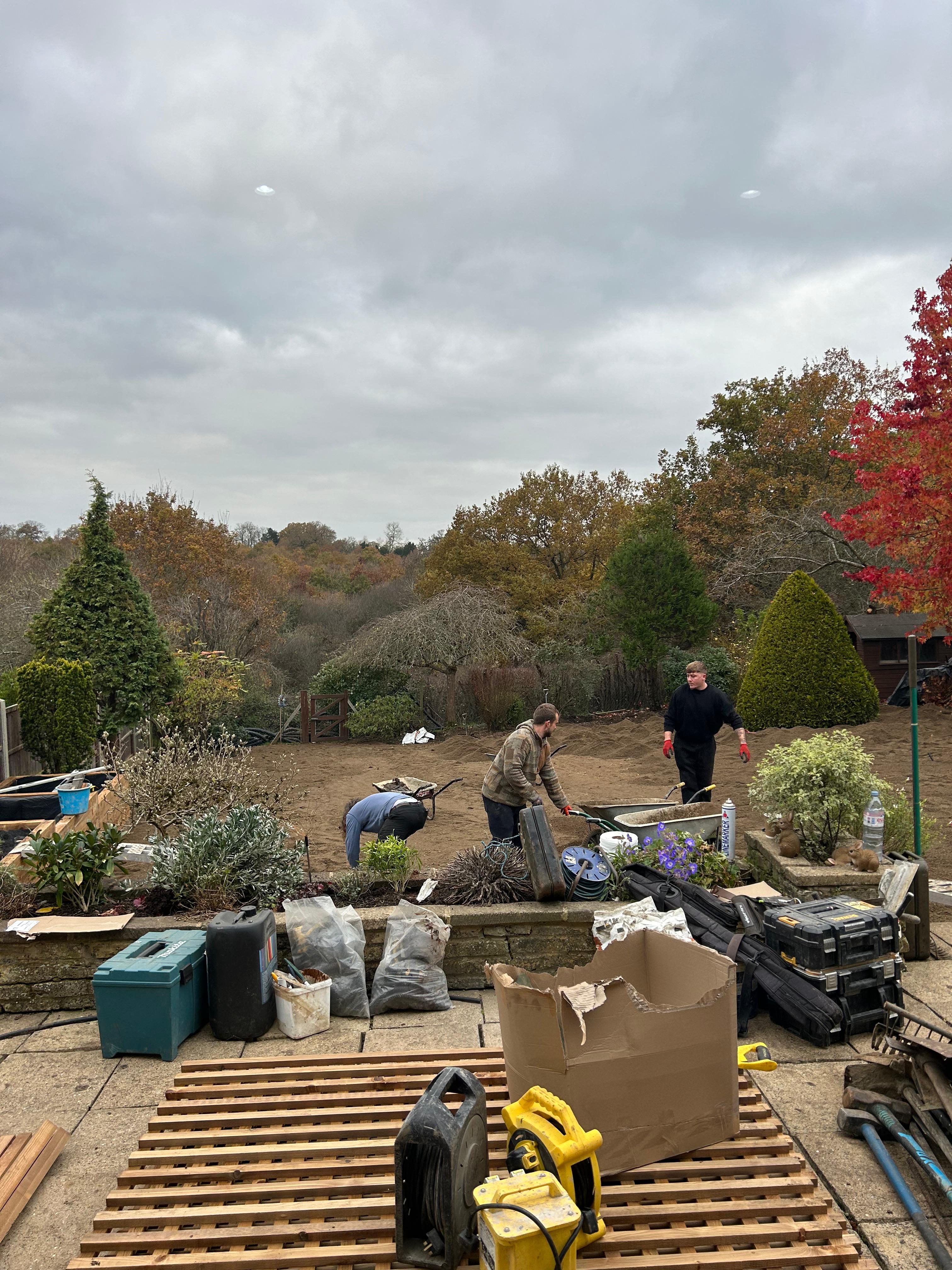 Landscaping during