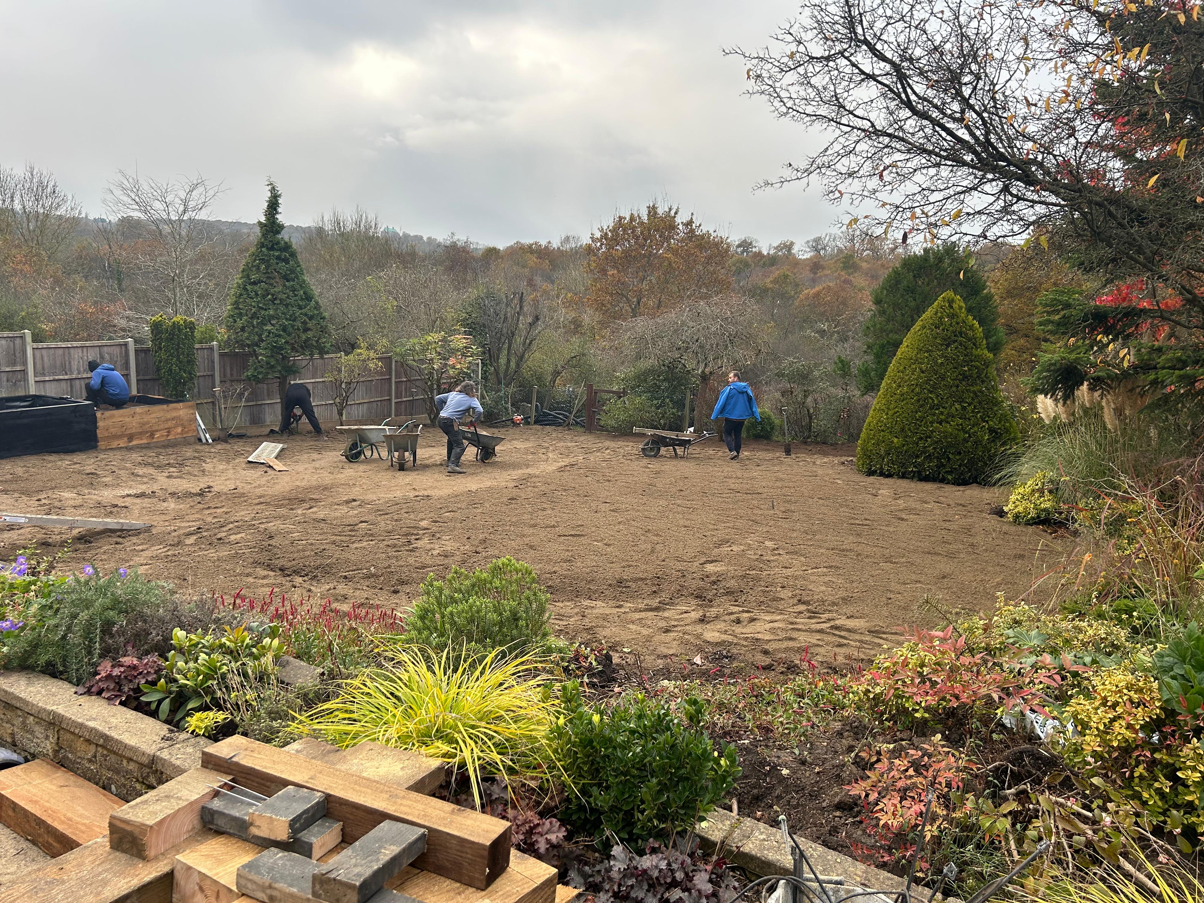 Landscaping during