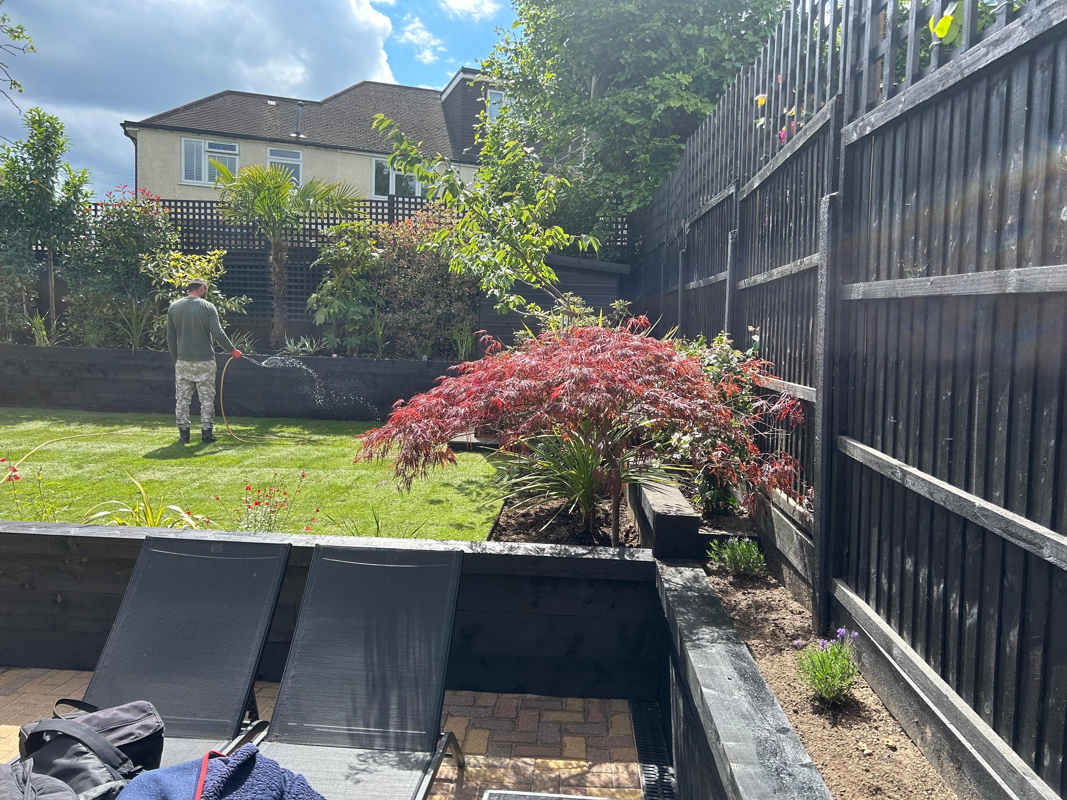 Landscaping during and after